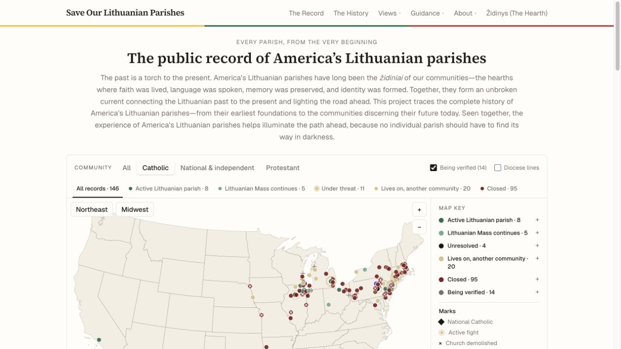 Save Our Lithuanian Parishes public record and map